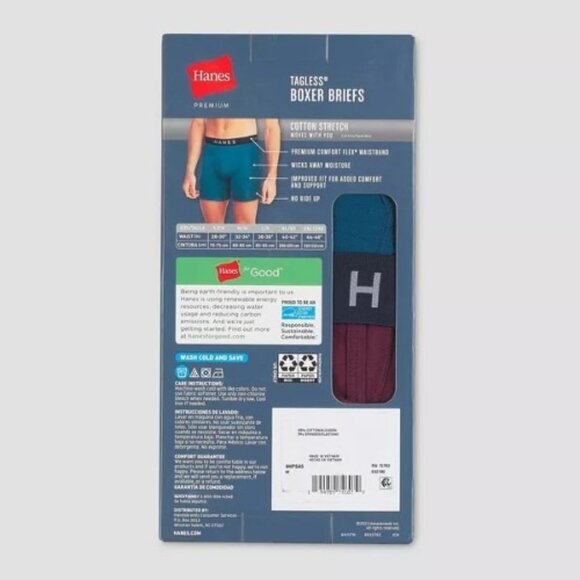 Hanes Premium Blue/Maroon/Orange Mens Boxer Briefs 5pk Size Small - Picture 3 of 4